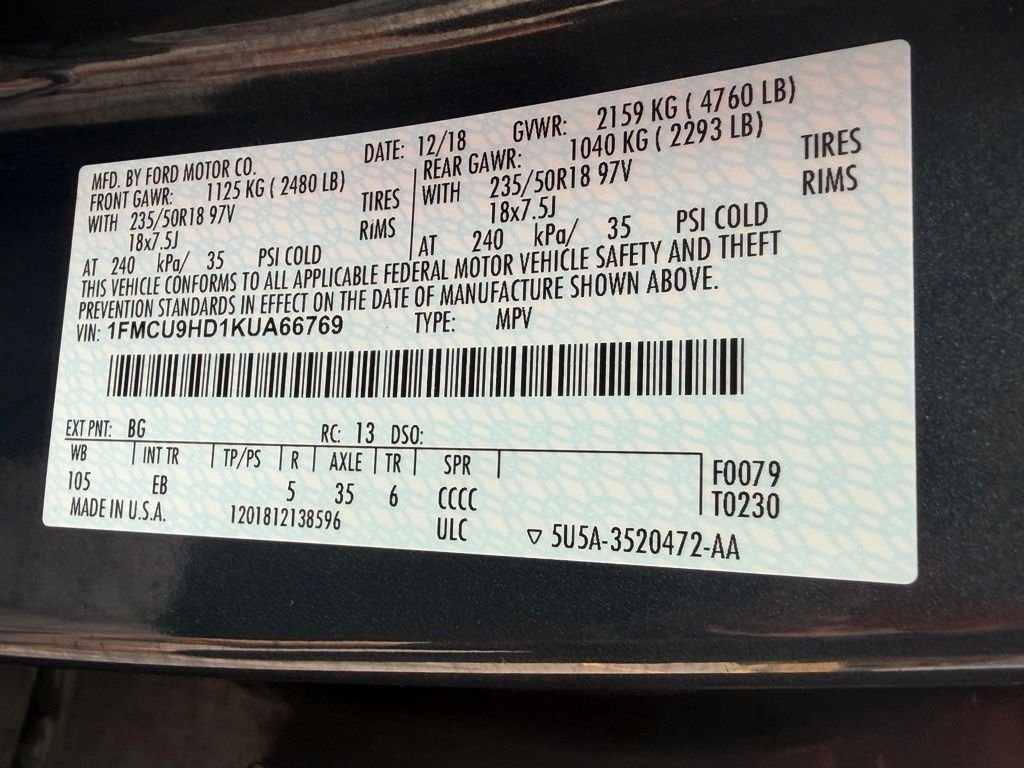 Certified Used 2019 Sea Green Ford SEL image 49