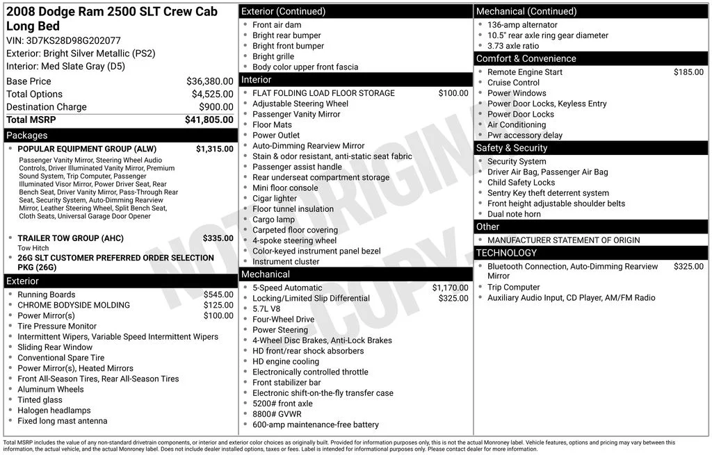 Used 2008 Dodge Ram 2500 Pickup SLT with VIN 3D7KS28D98G202077 for sale in Shelton, WA