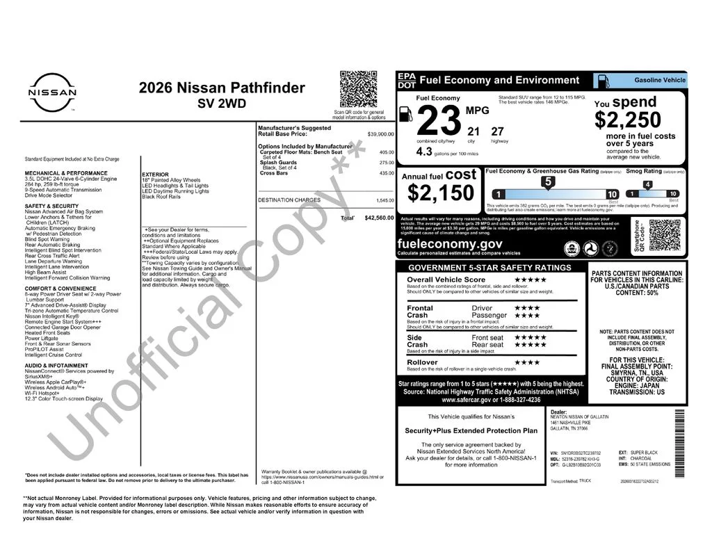 New 2026 Super Black Nissan SV image 5