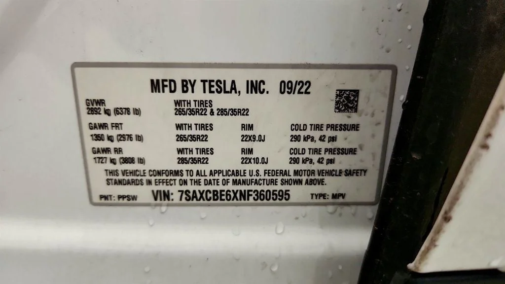 Used 2022 Pearl White Multi-Coat Tesla Plaid AWD w/ 22