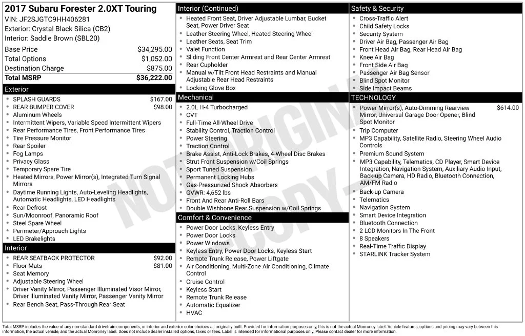Used 2017 Black Subaru 2.0XT Touring image 9