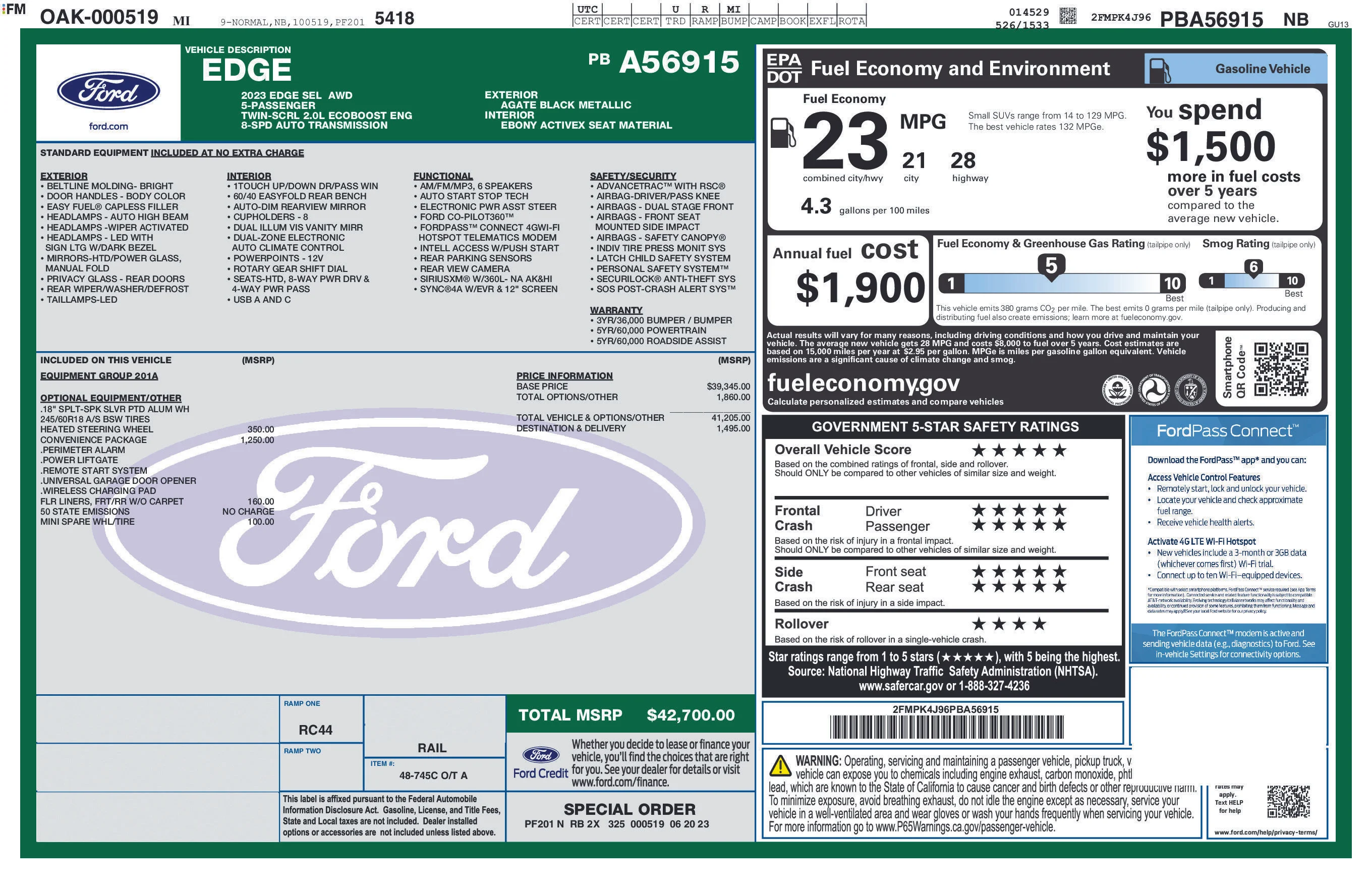 Used 2023 Black Ford SEL image 44