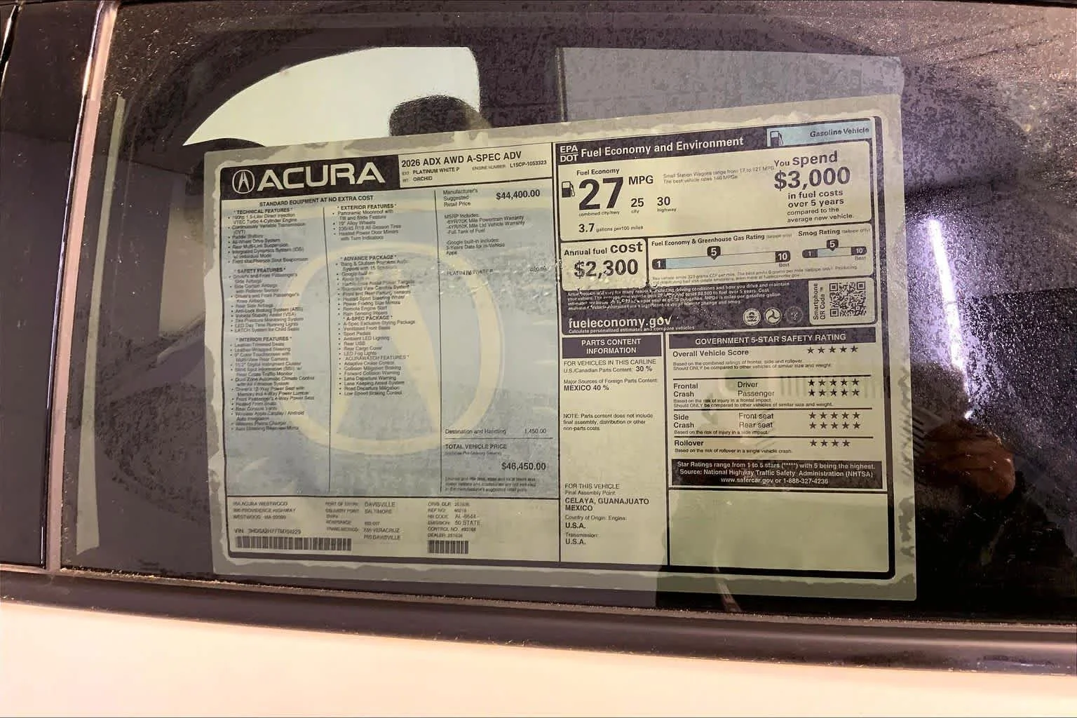 New 2026 Platinum White Pearl Acura With A-Spec Advance Package image 19