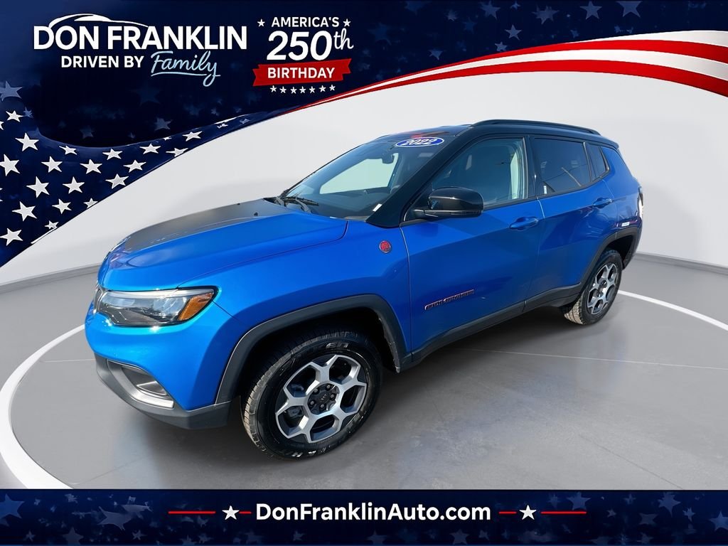 Certified Used 2022 Blue Jeep Trailhawk image 1