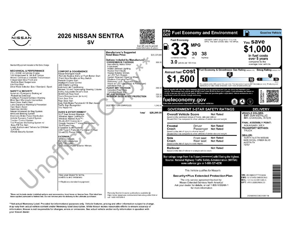 New 2026 Gray Nissan SV image 39
