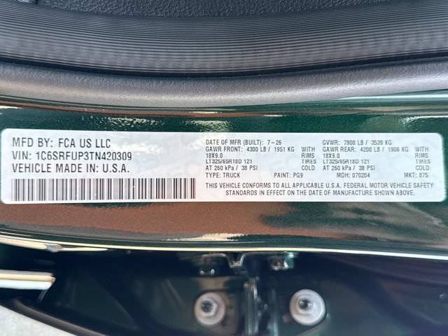 New 2026 Serrano-Green Metallic Exterior Paint RAM RHO image 31
