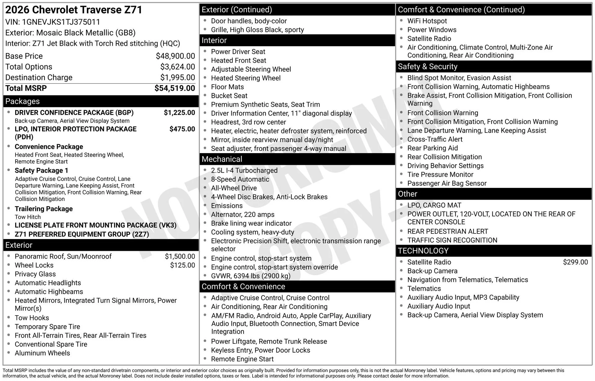New 2026 Mosaic Black Metallic Chevrolet Z71 image 3