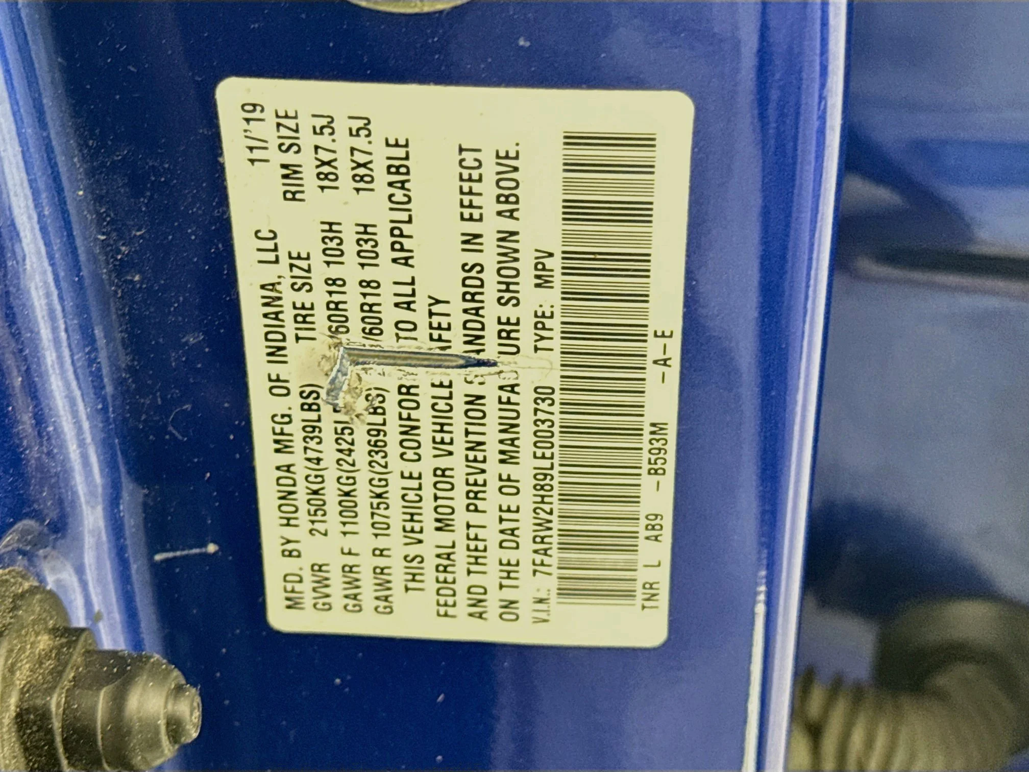 Used 2020 Aegean Blue Metallic Honda EX-L image 30