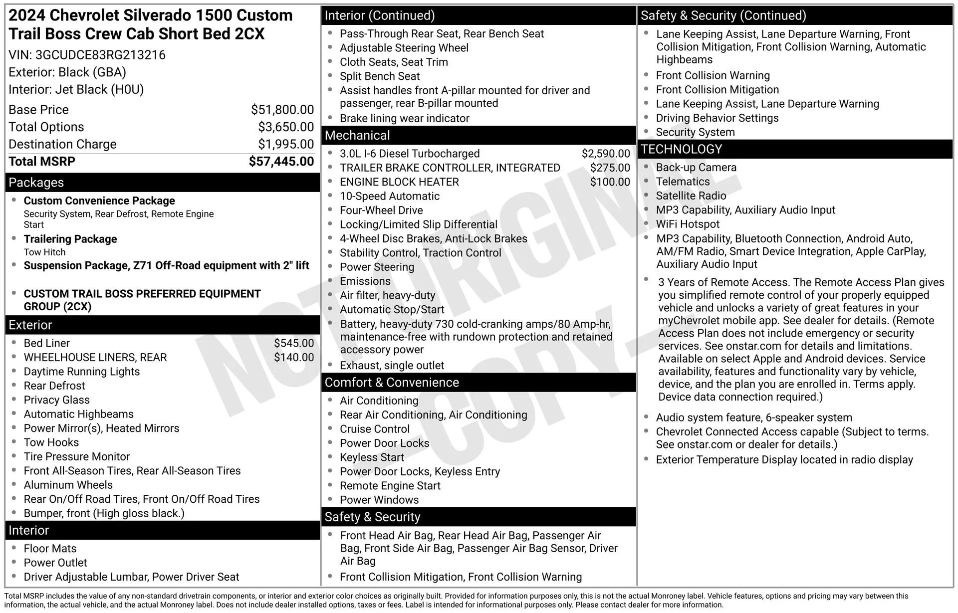 Used 2024 Black Chevrolet Custom Trail Boss image 3