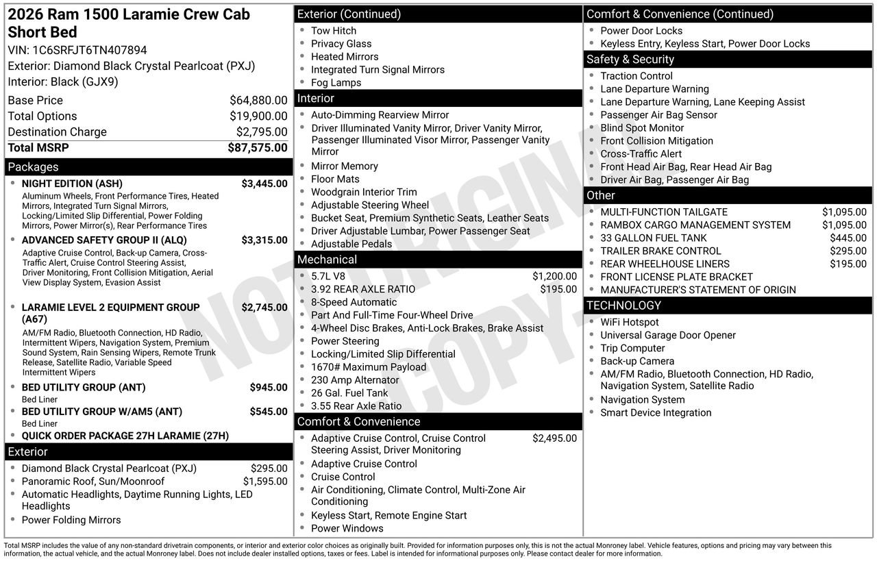 New 2026 Diamond Black Crystal Pearl-Coat Exterior Paint RAM Laramie image 28