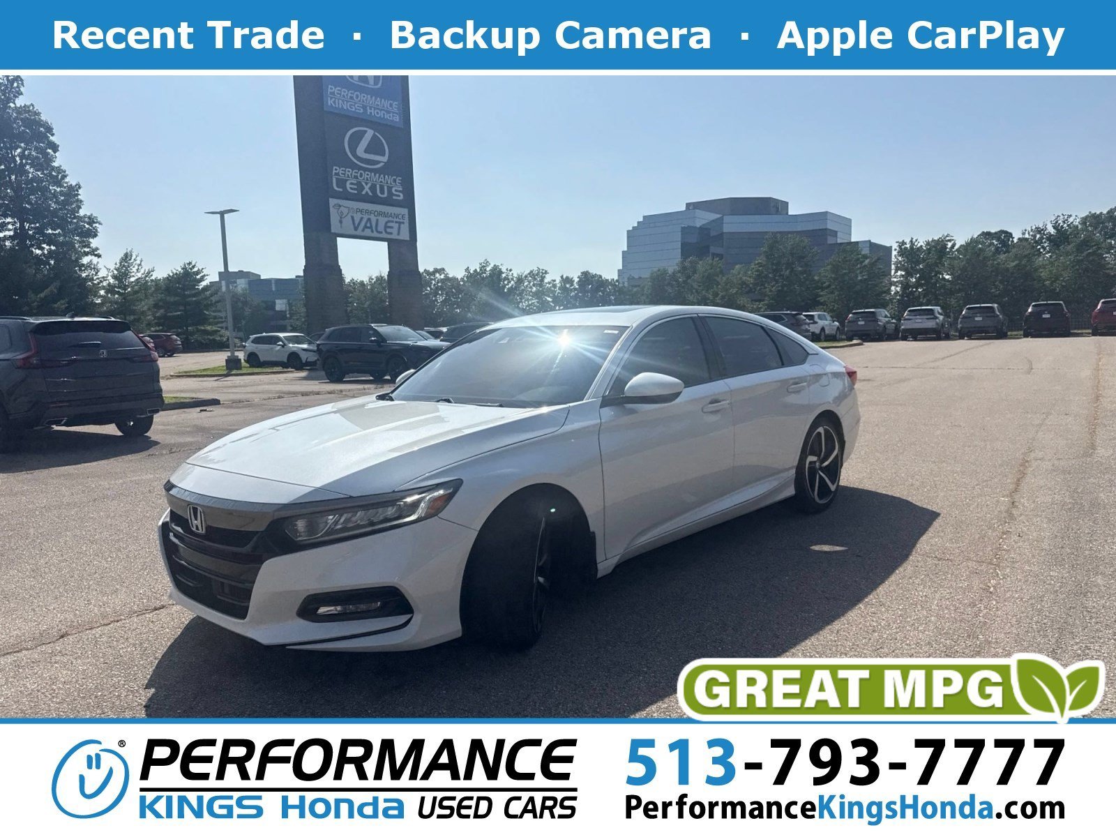 Used 2019 Platinum White Pearl Honda Sport 2.0T image 1