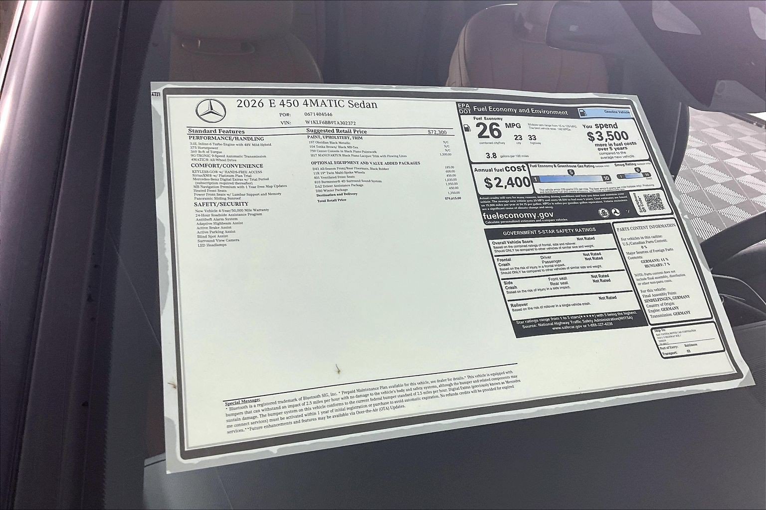 New 2026 Obsidian Black Metallic Mercedes-Benz E 450 image 26