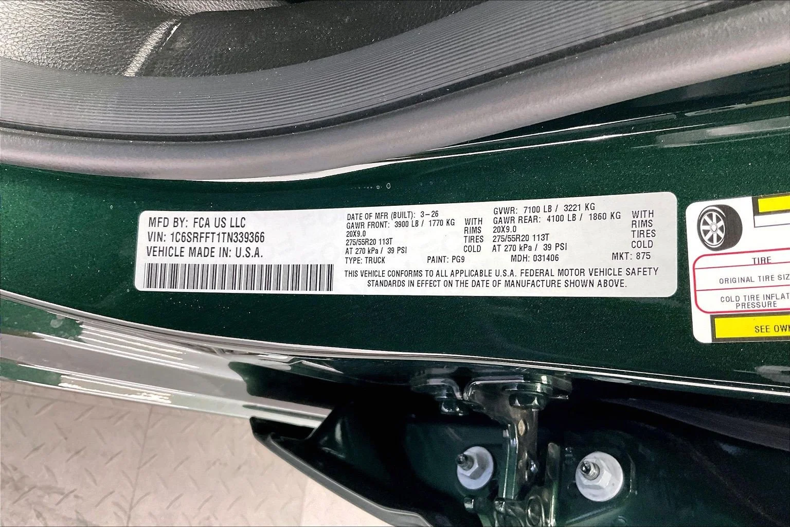 New 2026 PG9 Serrano Green Metallic Ram Big Horn image 20