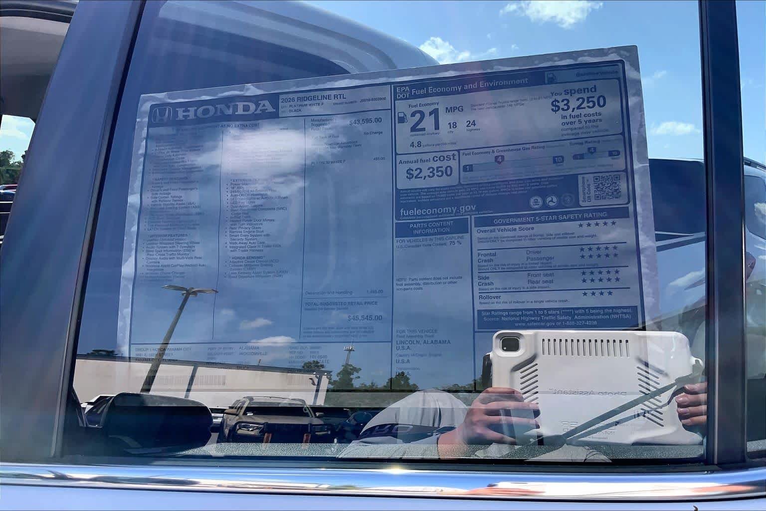 New 2026 Platinum White Pearl Honda RTL image 18