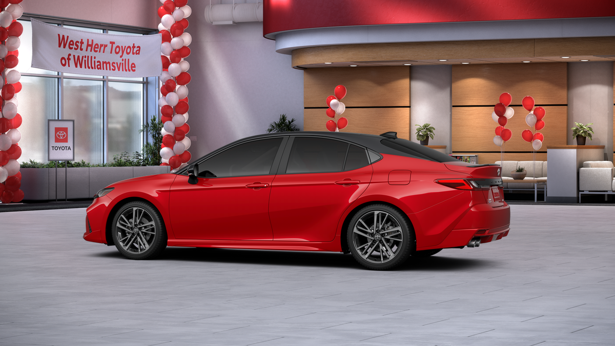 New 2026 Supersonic Red with Midnight Black Metallic roof Toyota XSE image 5