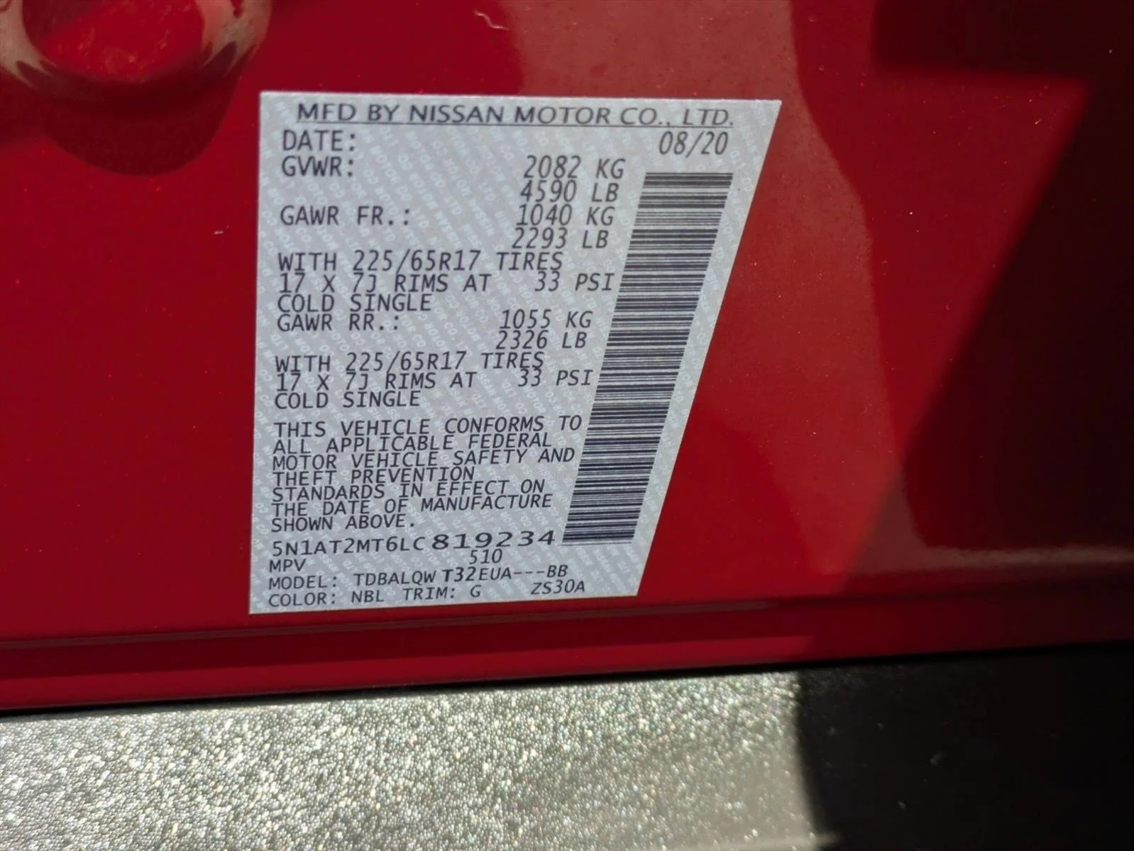Used 2020 Scarlet Ember Tintcoat Nissan SV image 20