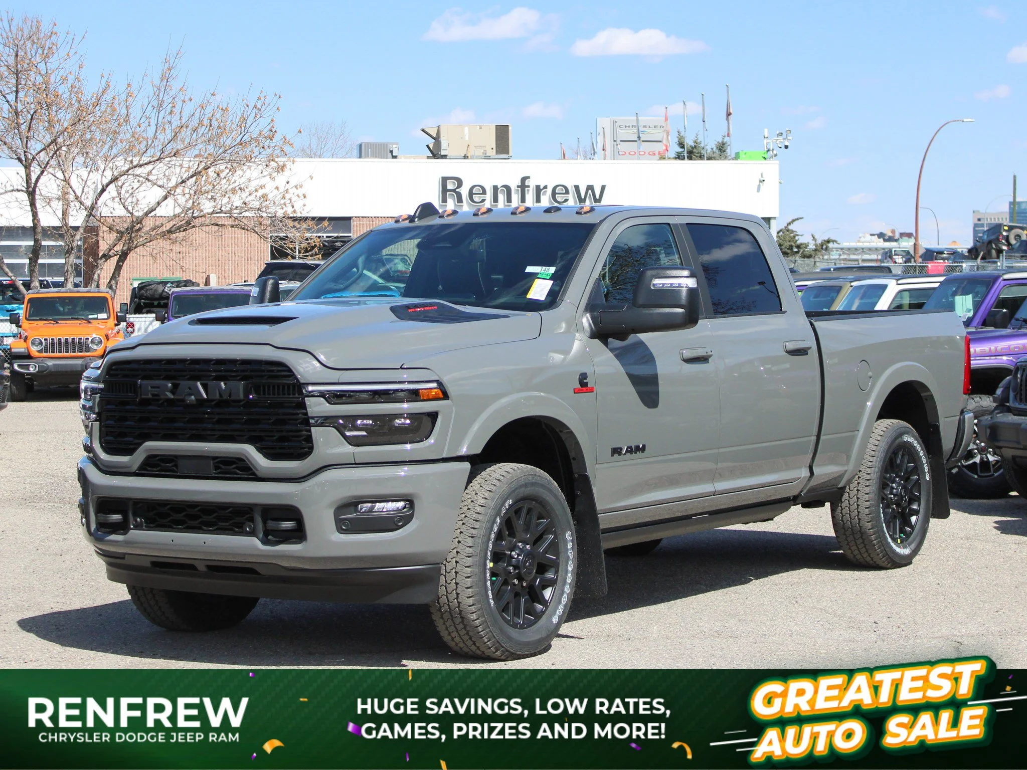 New 2026 Grey RAM Limited Night* Crew Cab 4x4, Sunroof, Passenger Screen, Level 1 Equipment Group image 1