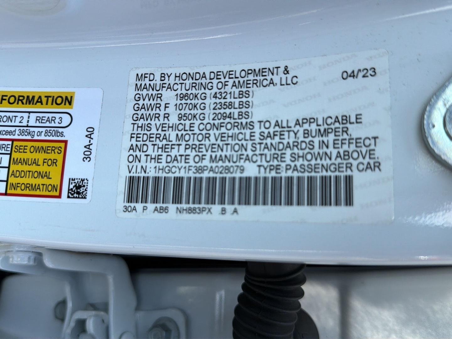Used 2023 Platinum White Pearl Honda EX image 40