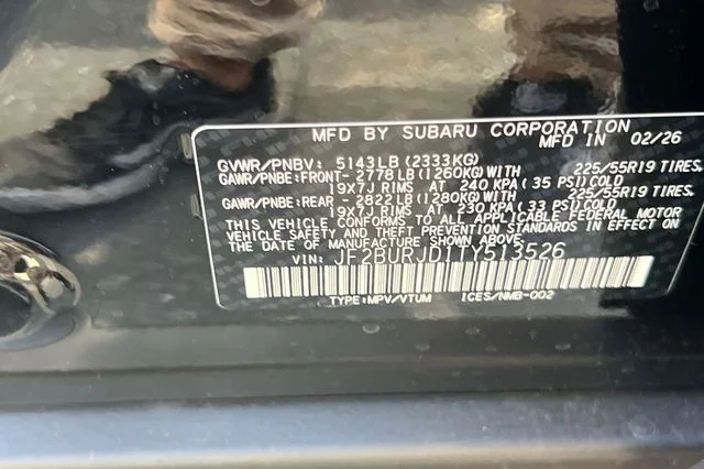 New 2026 CRYSTAL BLACK SILICA Subaru Touring XT image 25
