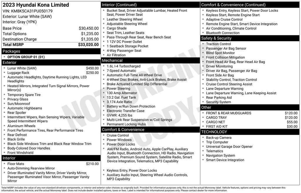 Used 2023 White Hyundai Limited image 1