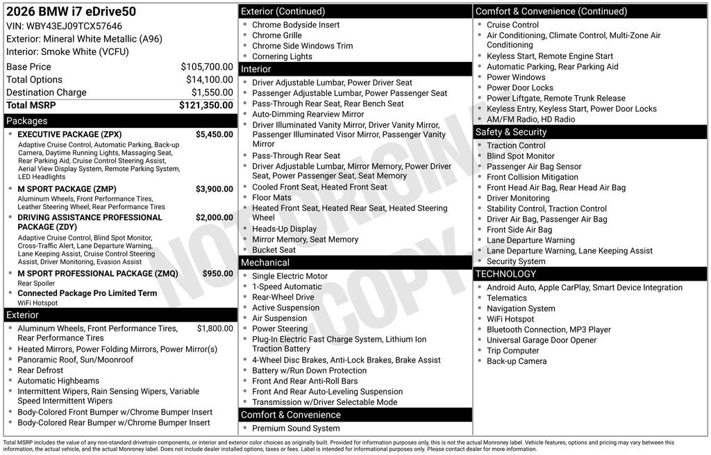Used 2026 White Metallic BMW eDrive50 image 7