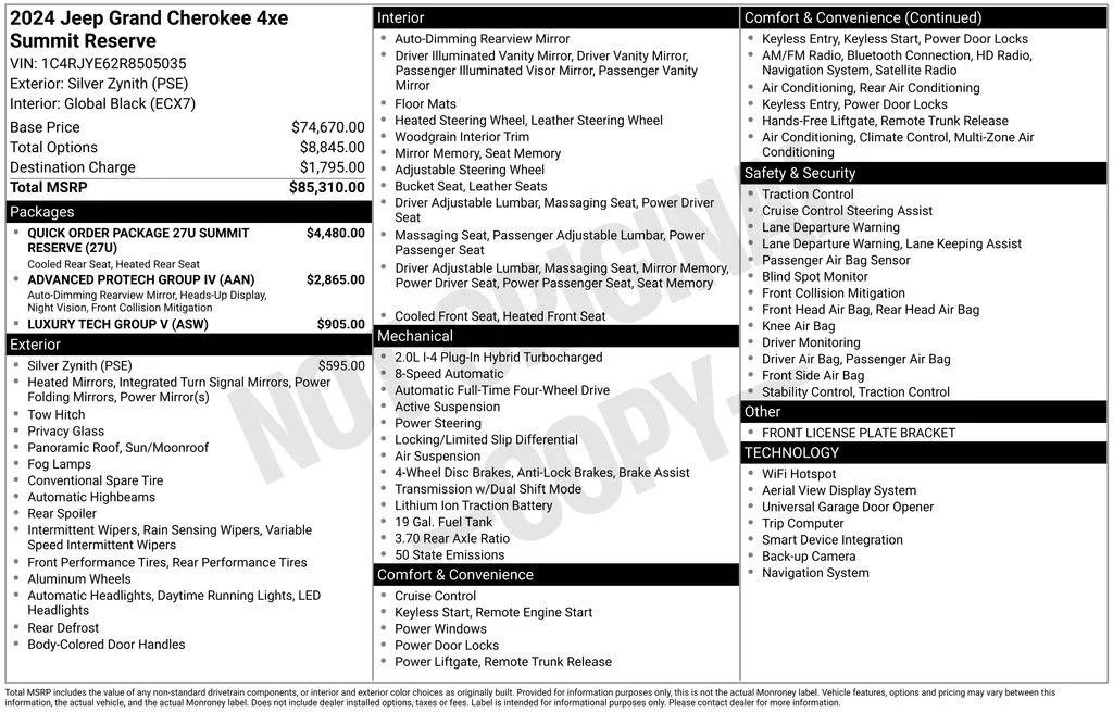 New 2024 Silver Zynith Jeep Summit Reserve 4xe image 6