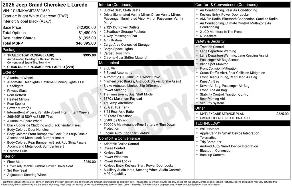 New 2026 Bright White Clear-Coat Exterior Paint Jeep Laredo image 6