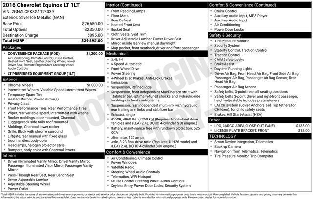 Used 2016 Chevrolet Equinox LT with VIN 2GNALCEK8G1123039 for sale in Grove City, OH