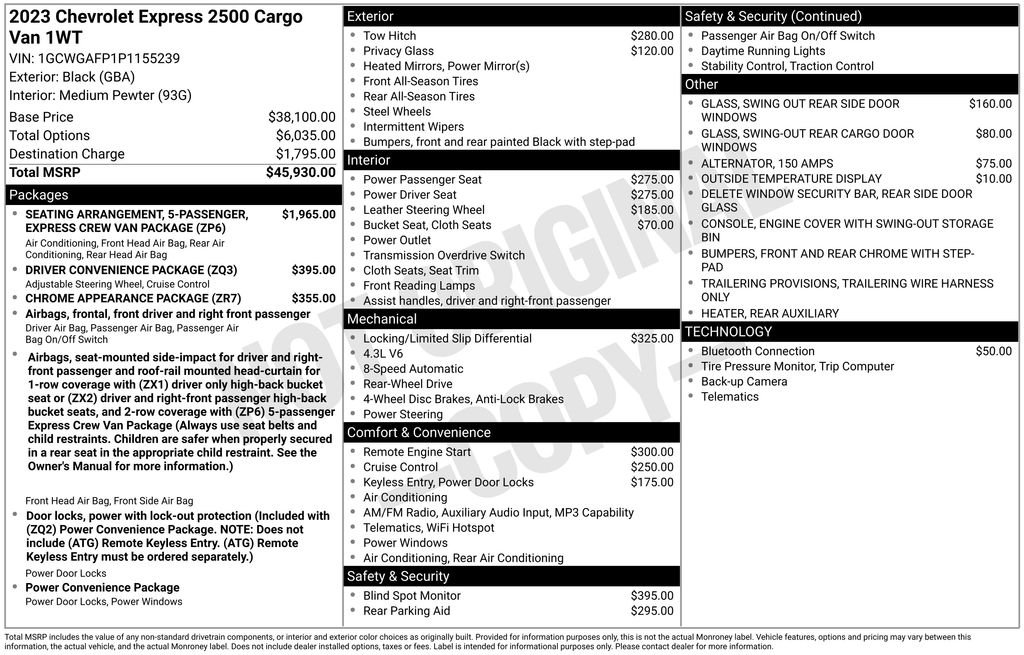 Used 2023 Black Chevrolet Work Van image 6