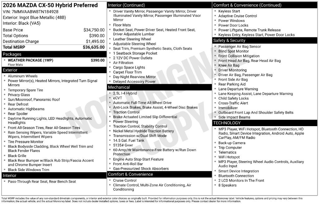 New 2026 Ingot Blue Metallic Mazda Preferred AWD image 3