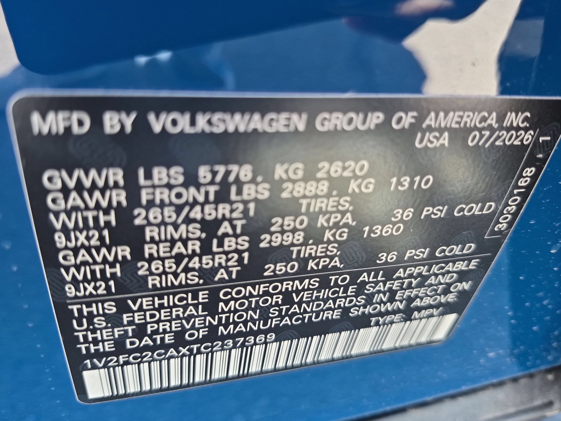 New 2026 Mountain Lake Blue Metallic Volkswagen 2.0T SEL Premium R-Line image 17