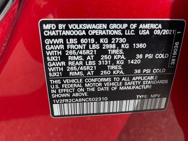 Used 2022 Red Volkswagen 3.6L V6 SEL Premium R-Line image 28
