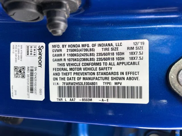 Used 2020 Aegean Blue Metallic Honda EX image 16