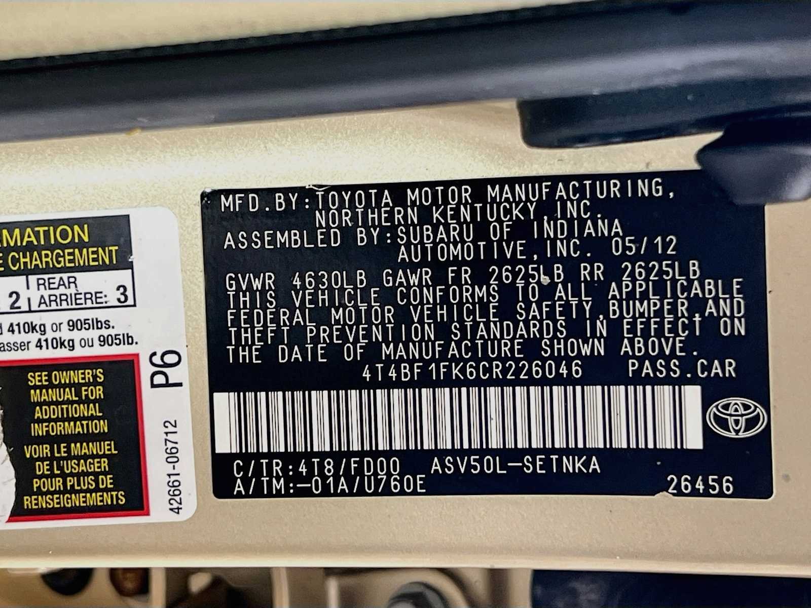 Used 2012 Sandy Beach Metallic Toyota LE image 21