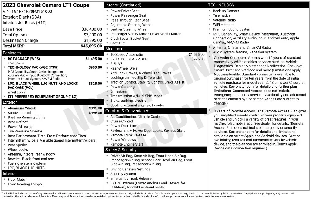 Used 2023 Black Chevrolet LT1 image 10