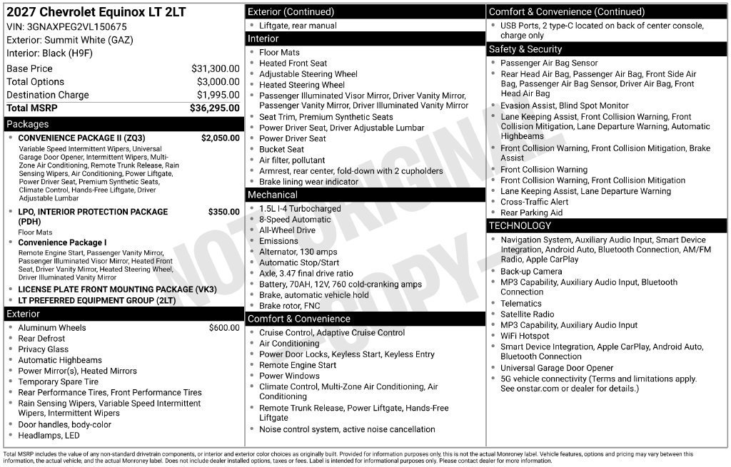 New 2027 Summit White Chevrolet LT image 2