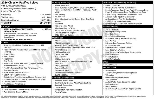 New 2026 Bright White Clear-Coat Exterior Paint Chrysler Select image 29