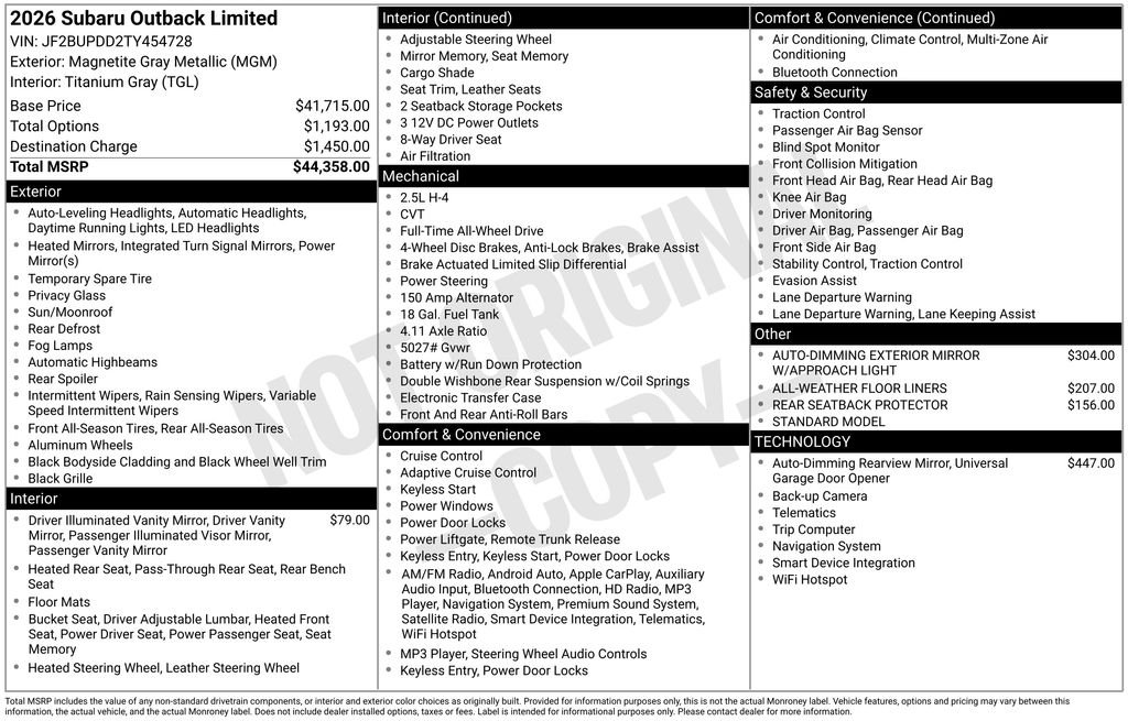 2026 Subaru Outback Limited - Photo 43