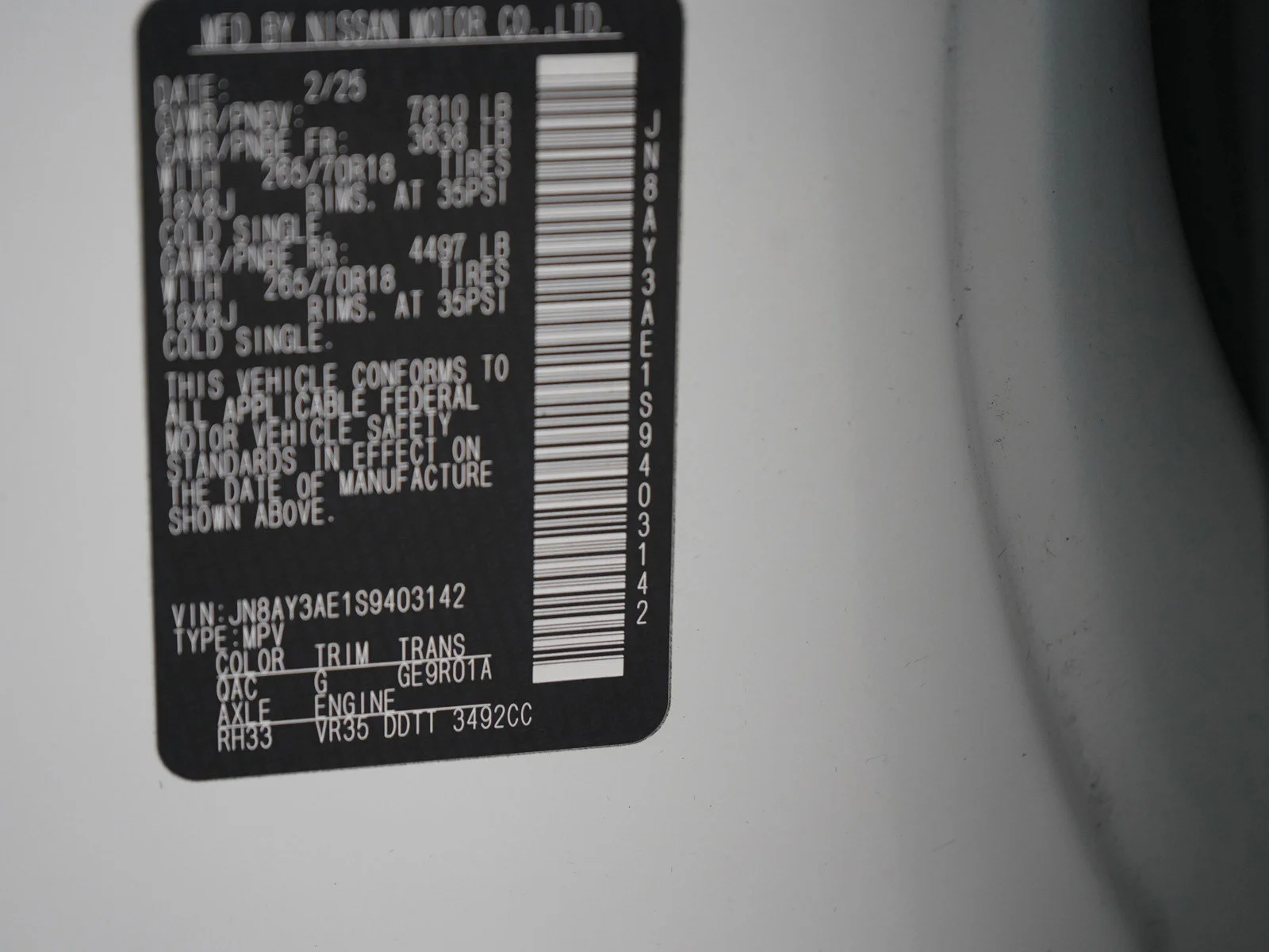 Certified Used 2025 Aspen White Tricoat Nissan SV image 32