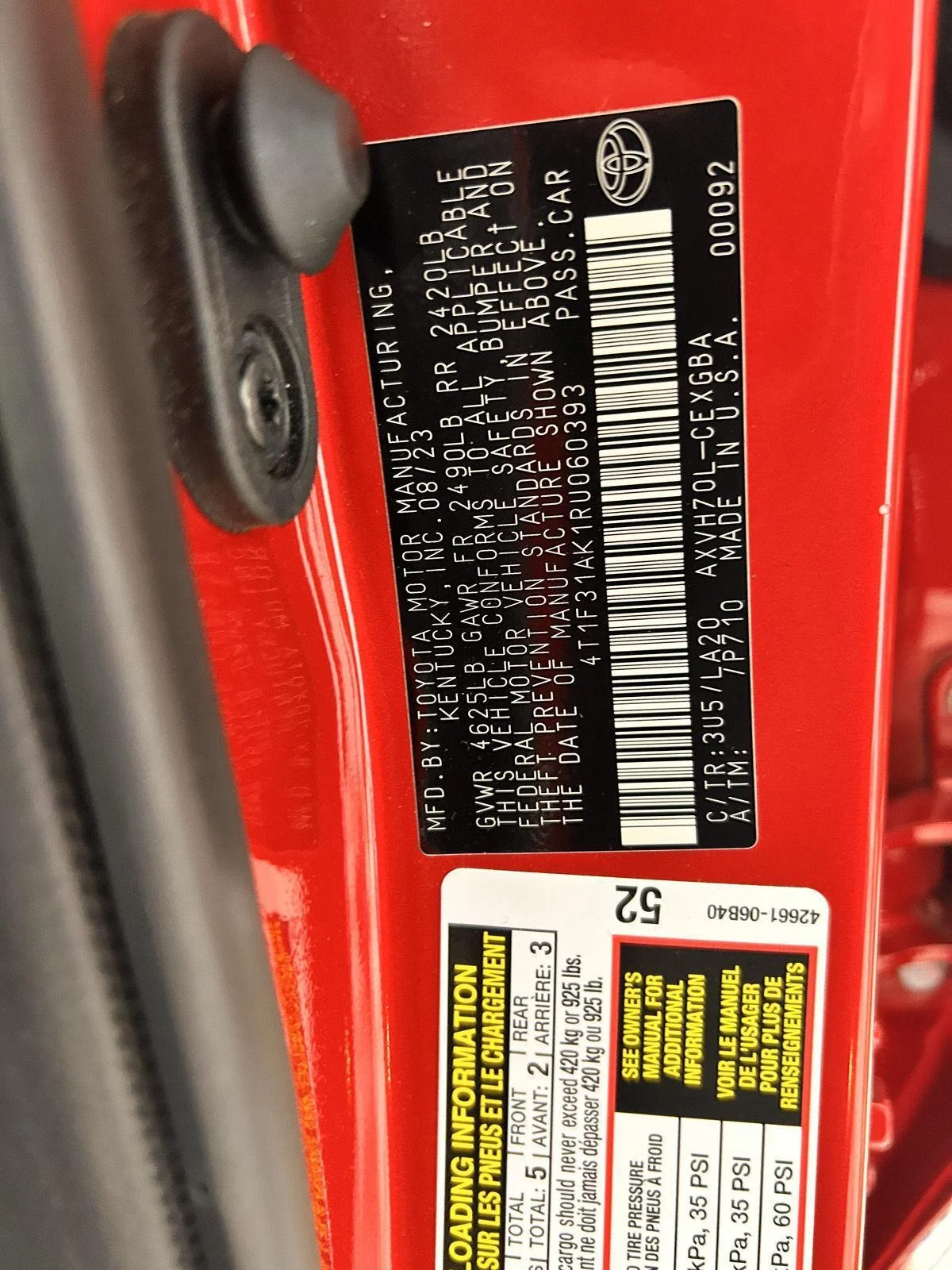 Used 2024 Supersonic Red Toyota XLE image 23