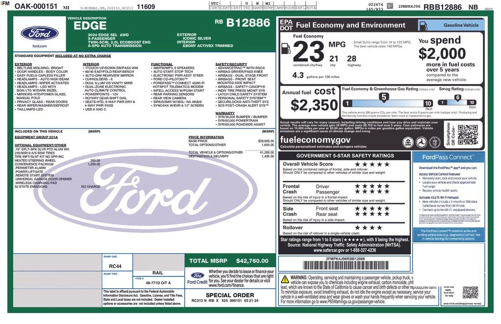 Certified Used 2024 Silver Metallic Ford SEL image 22