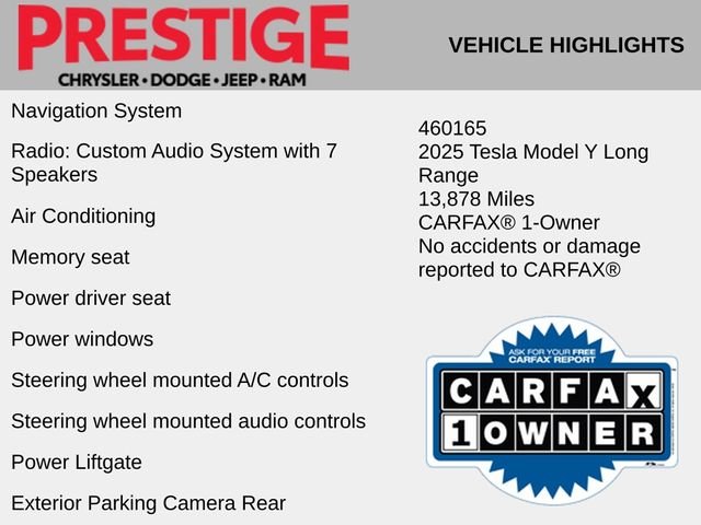 Used 2025 Tesla Model Y Long Range with VIN 7SAYGDED1SF315740 for sale in Las Vegas, NV