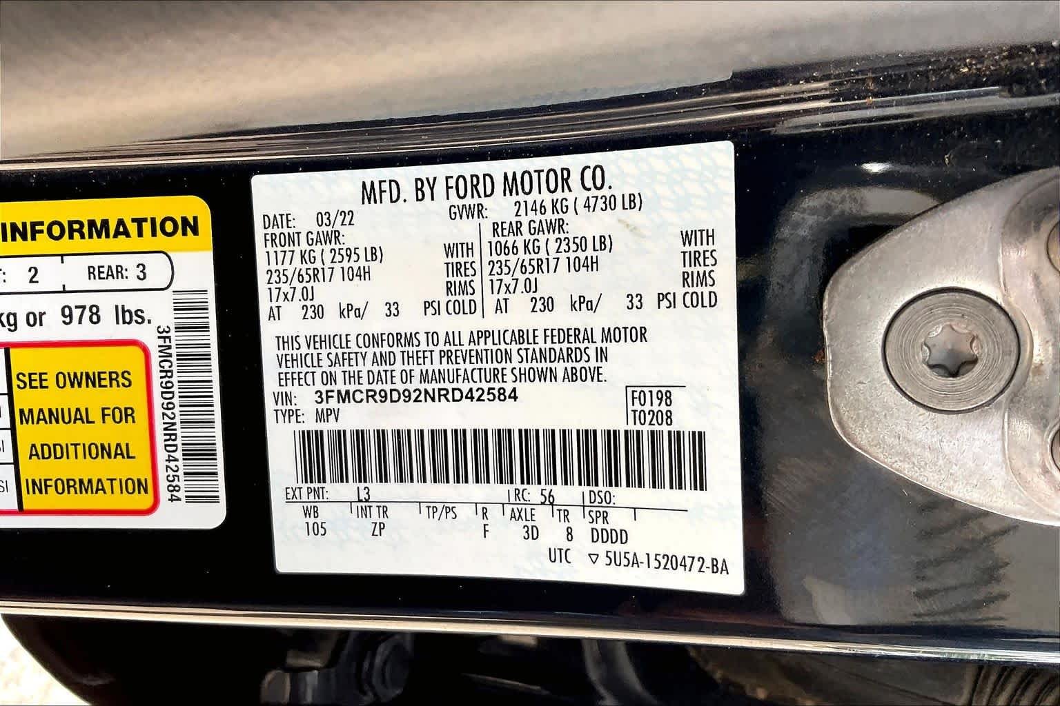 Used 2022 Alto Blue Metallic Tinted Clearcoat Ford Badlands image 31