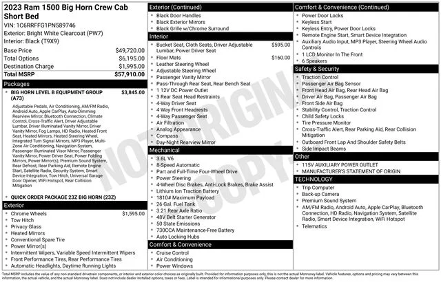 Certified Used 2023 Bright White Clearcoat Ram Big Horn/Lone Star image 49