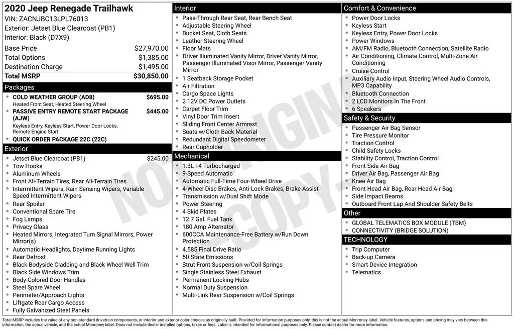 Used 2020 Blue Jeep Trailhawk image 34