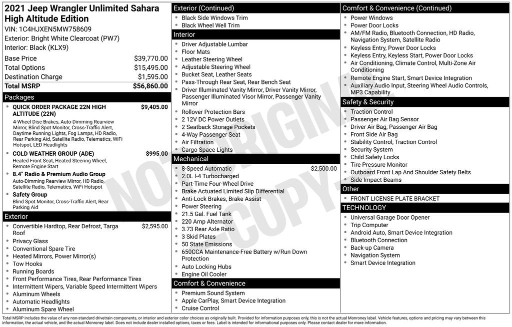 Used 2021 White Jeep Unlimited Sahara High Altitude image 9