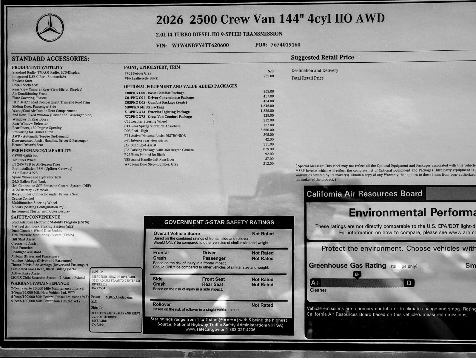New 2026 Pebble Gray Mercedes-Benz 2500 High Roof I4 Diesel HO 144 AWD image 25