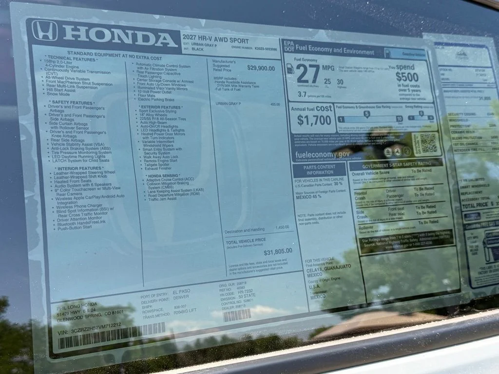 New 2027 Urban Gray Pearl Honda Sport image 26