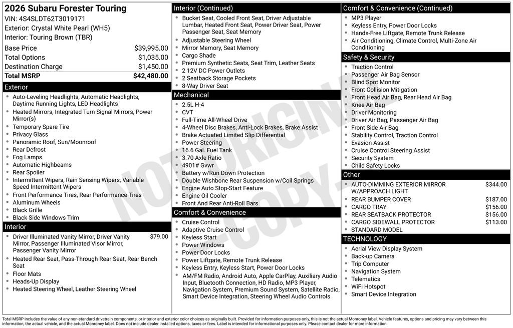 Certified Used 2026 White Subaru Touring image 10