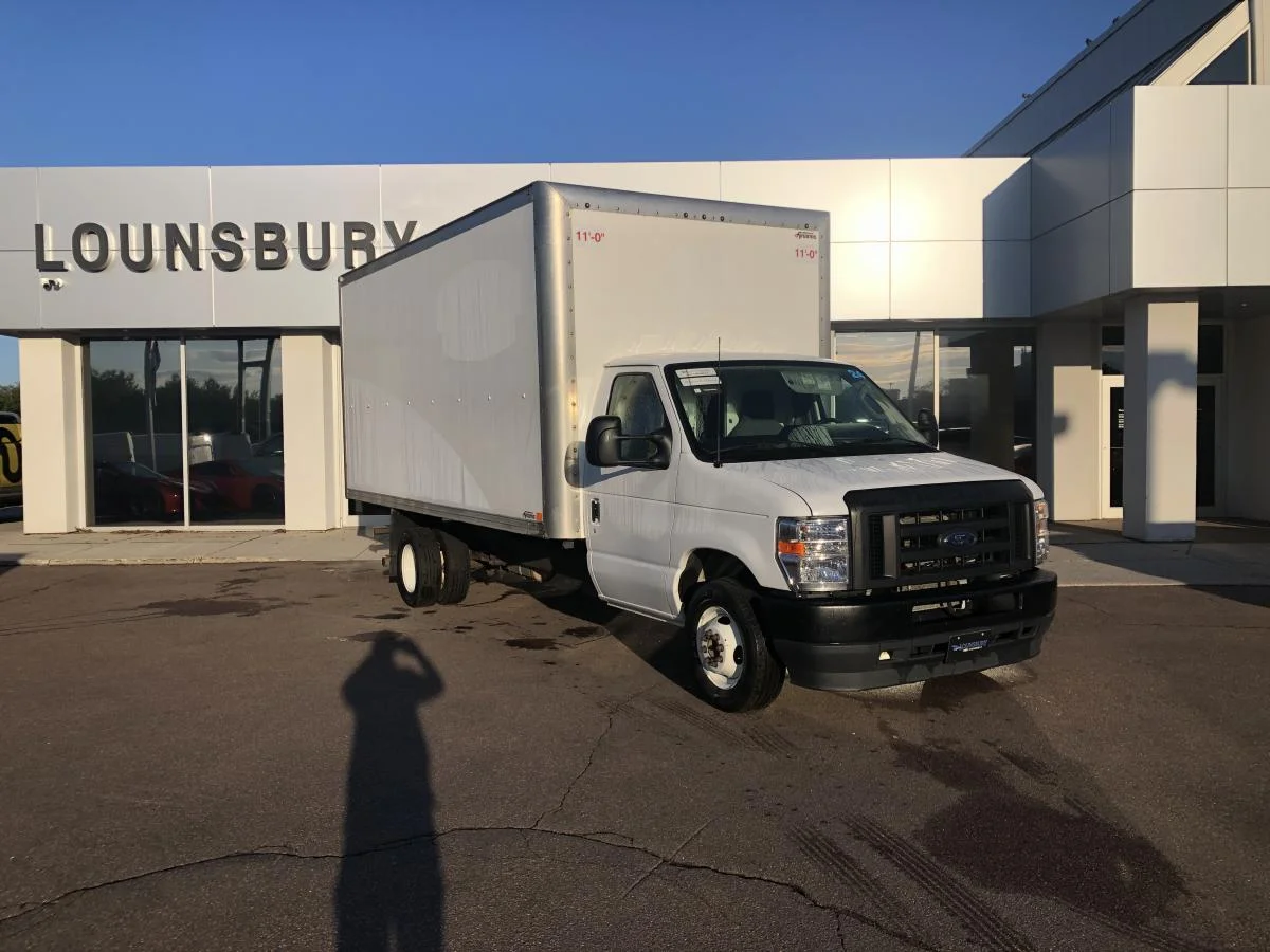 Used 2024 White Ford DRW 158" WB Box Van w/ Ramp image 1